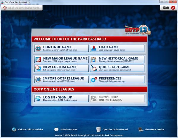 OOTP Main screen