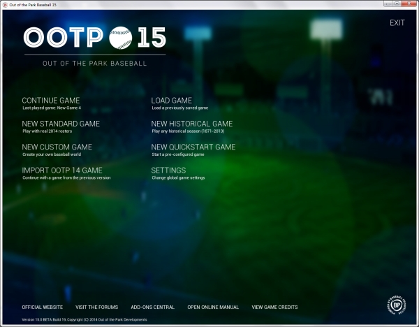 OOTP Main screen