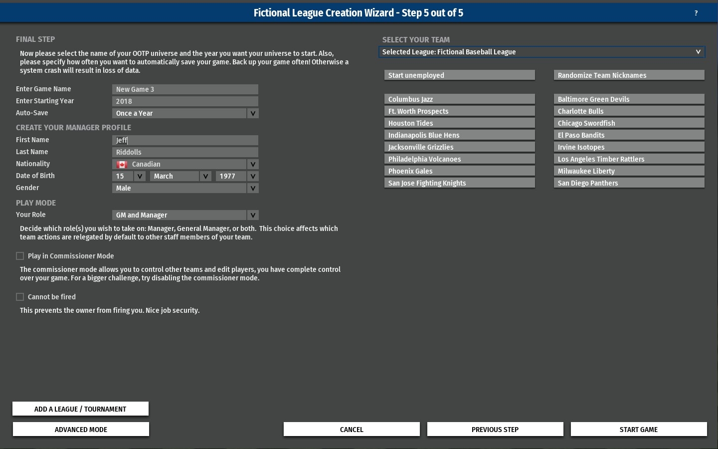 Fictional Wizard Step 5